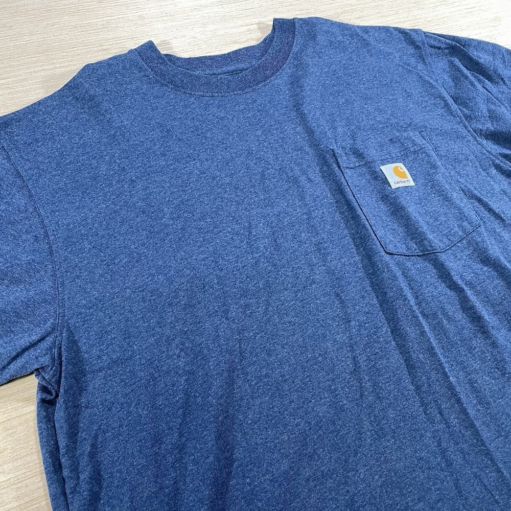 Carhartt T Shirt Men's Large Blue Short Sleeve Pocket Tee Loose Fit K87 413
